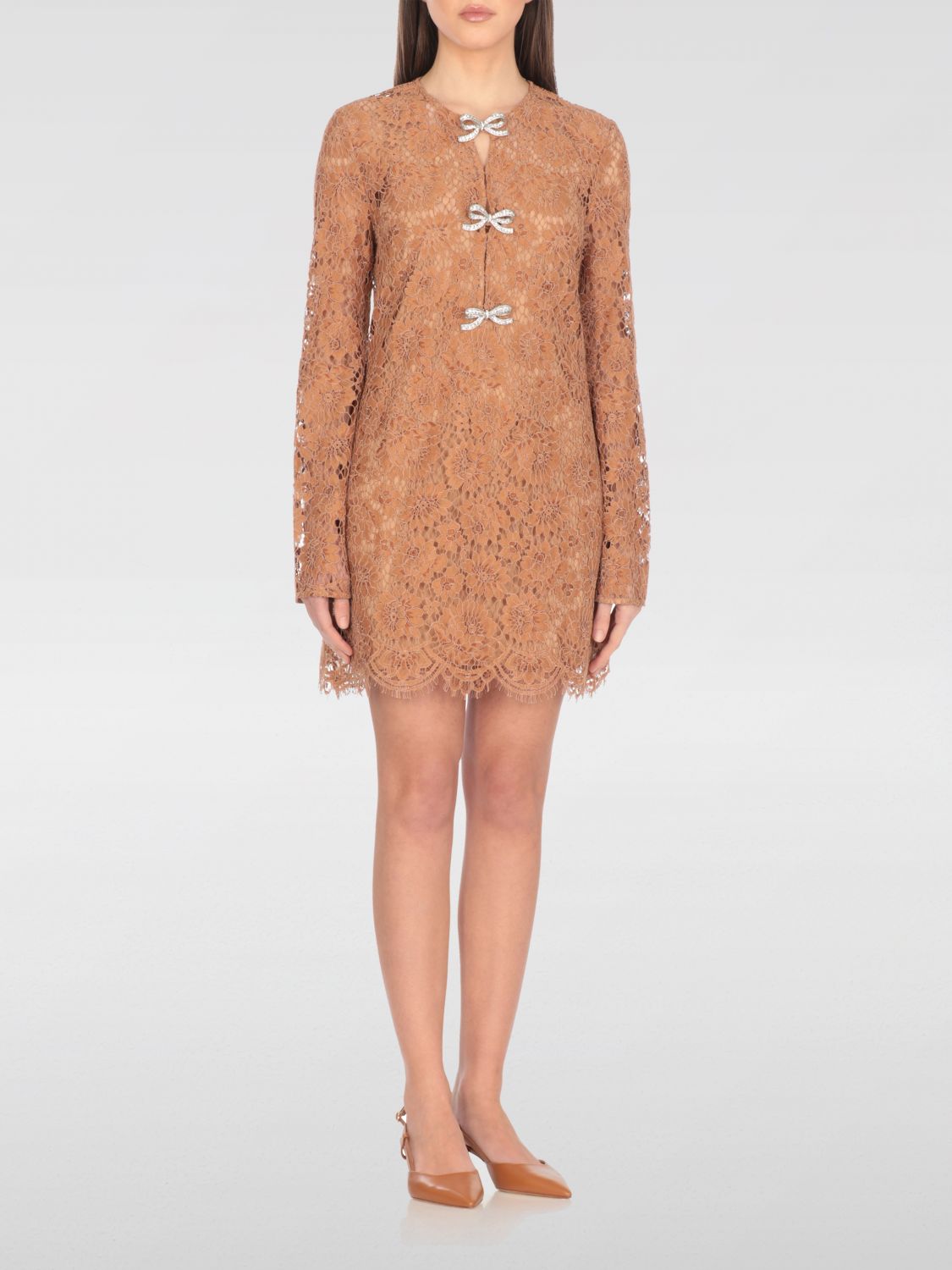 Shop Self-portrait Dress Woman Color Beige