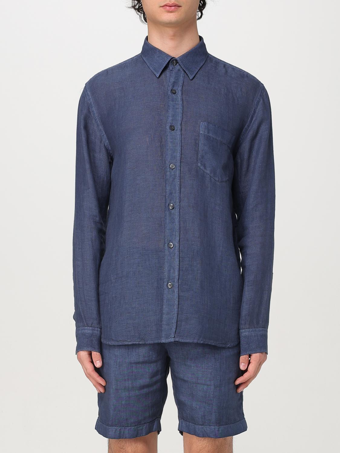 120% Lino Shirt Men Color Navy In Blue