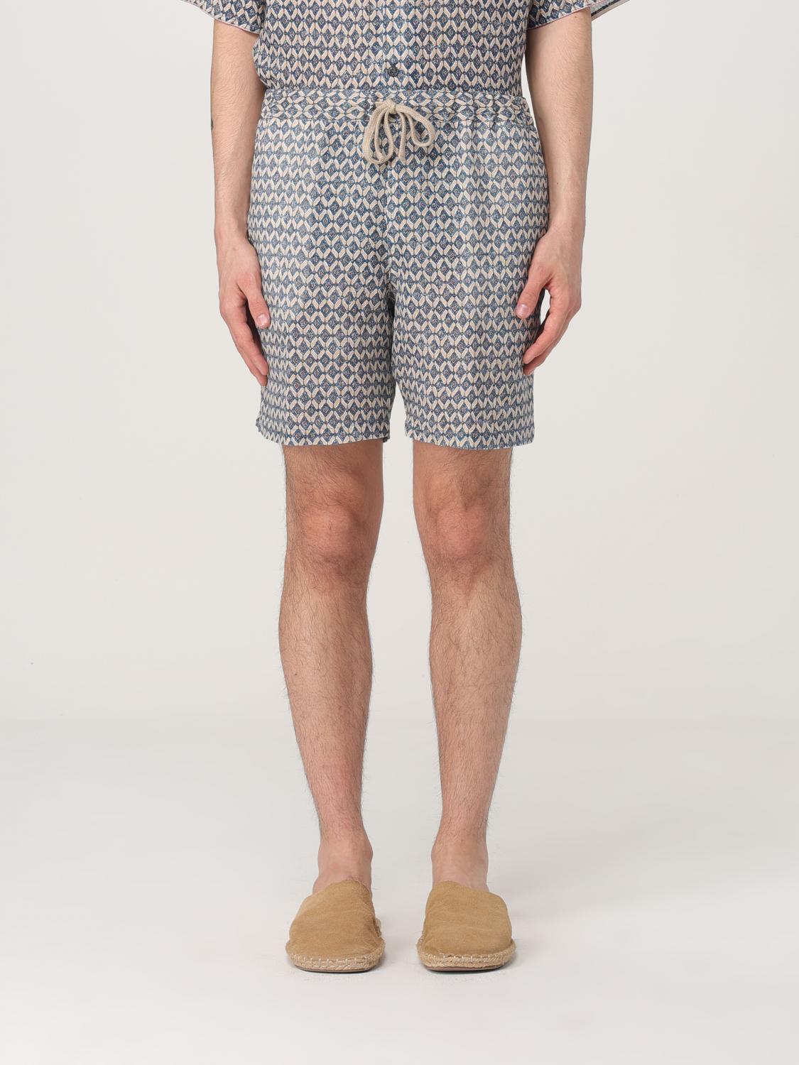 120% Lino Short  Men Color Blue In Gray