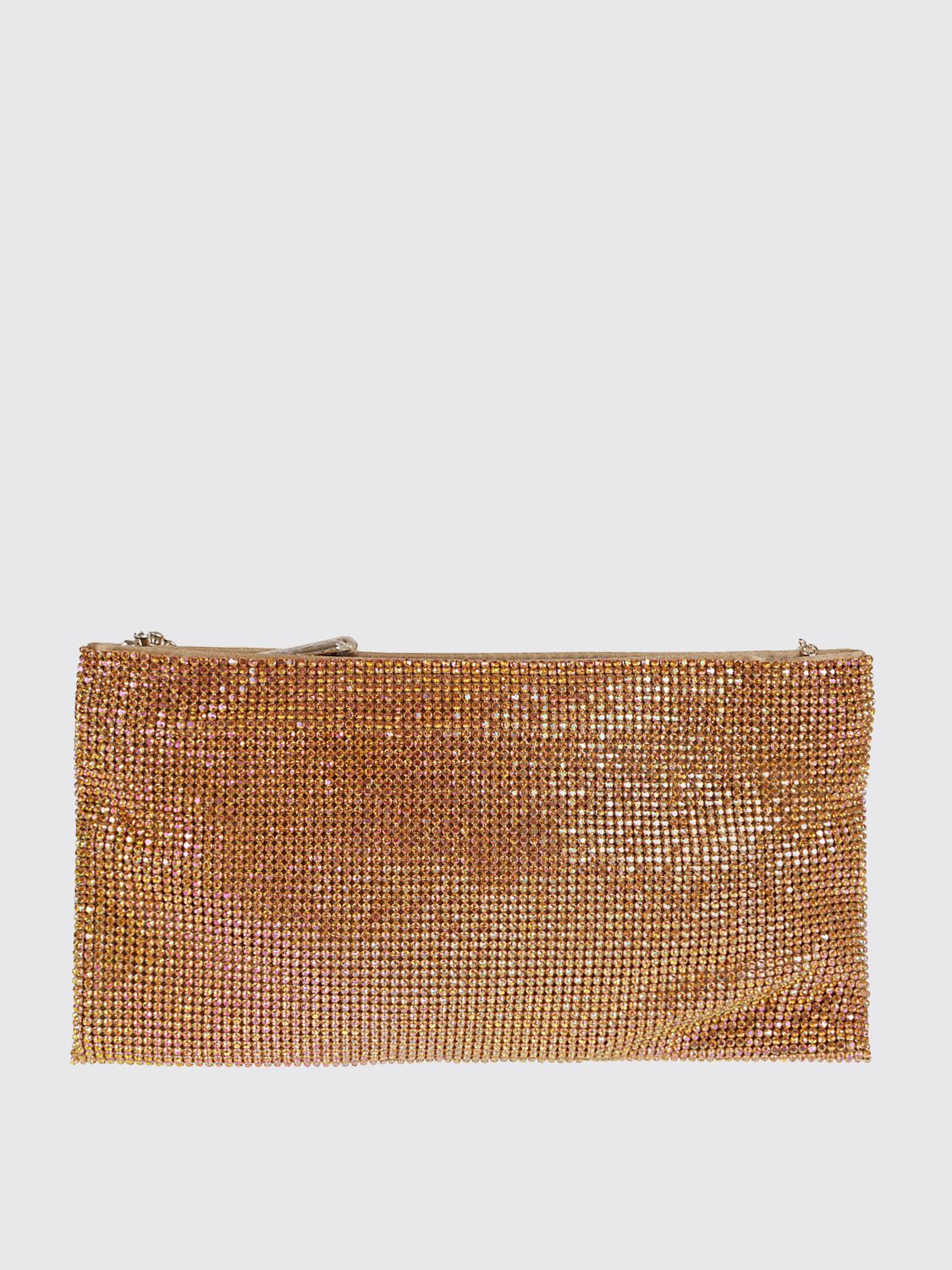 Benedetta Bruzziches Rhinestone Mesh Clutch With Silk Satin Lining