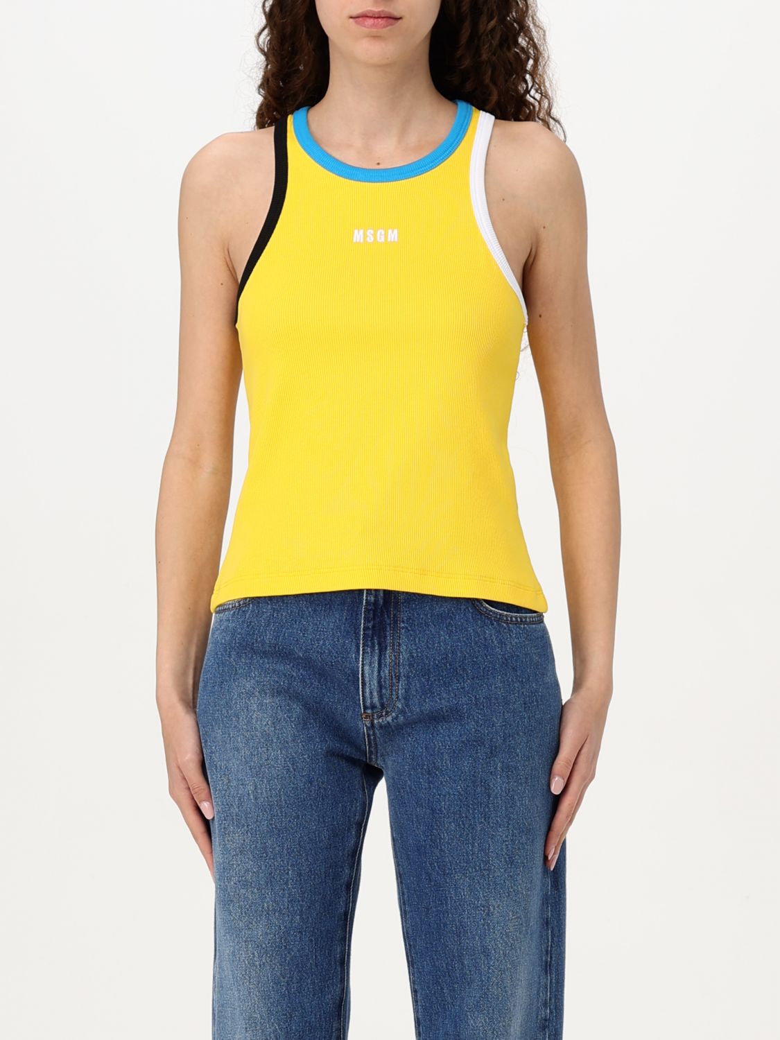 Msgm Contrast-trim Tank Top In Yellow
