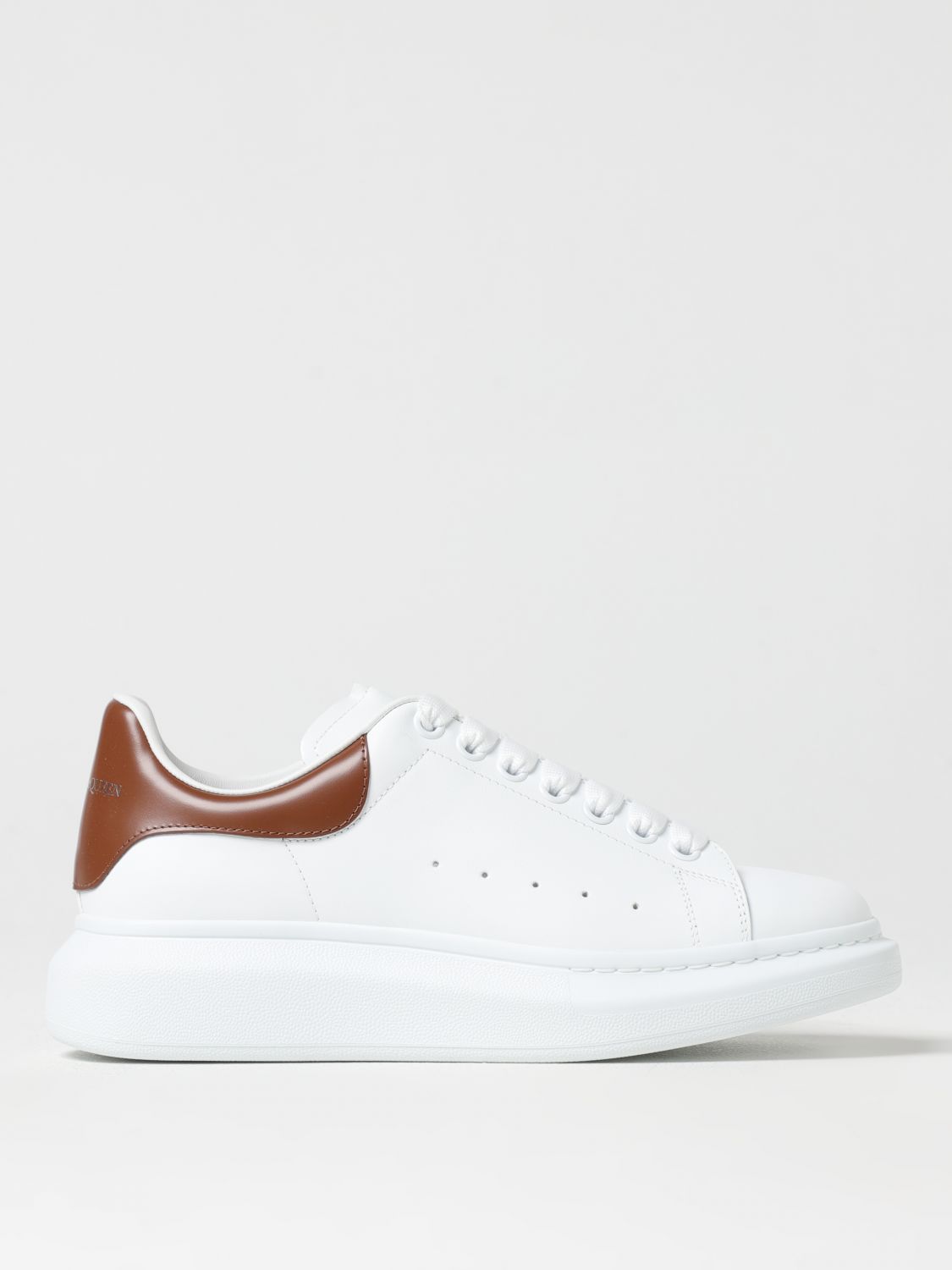 Alexander Mcqueen White Low-top Sneakers With Chunky Sole And Contrasting Heel Tab In Leather Man In Brown