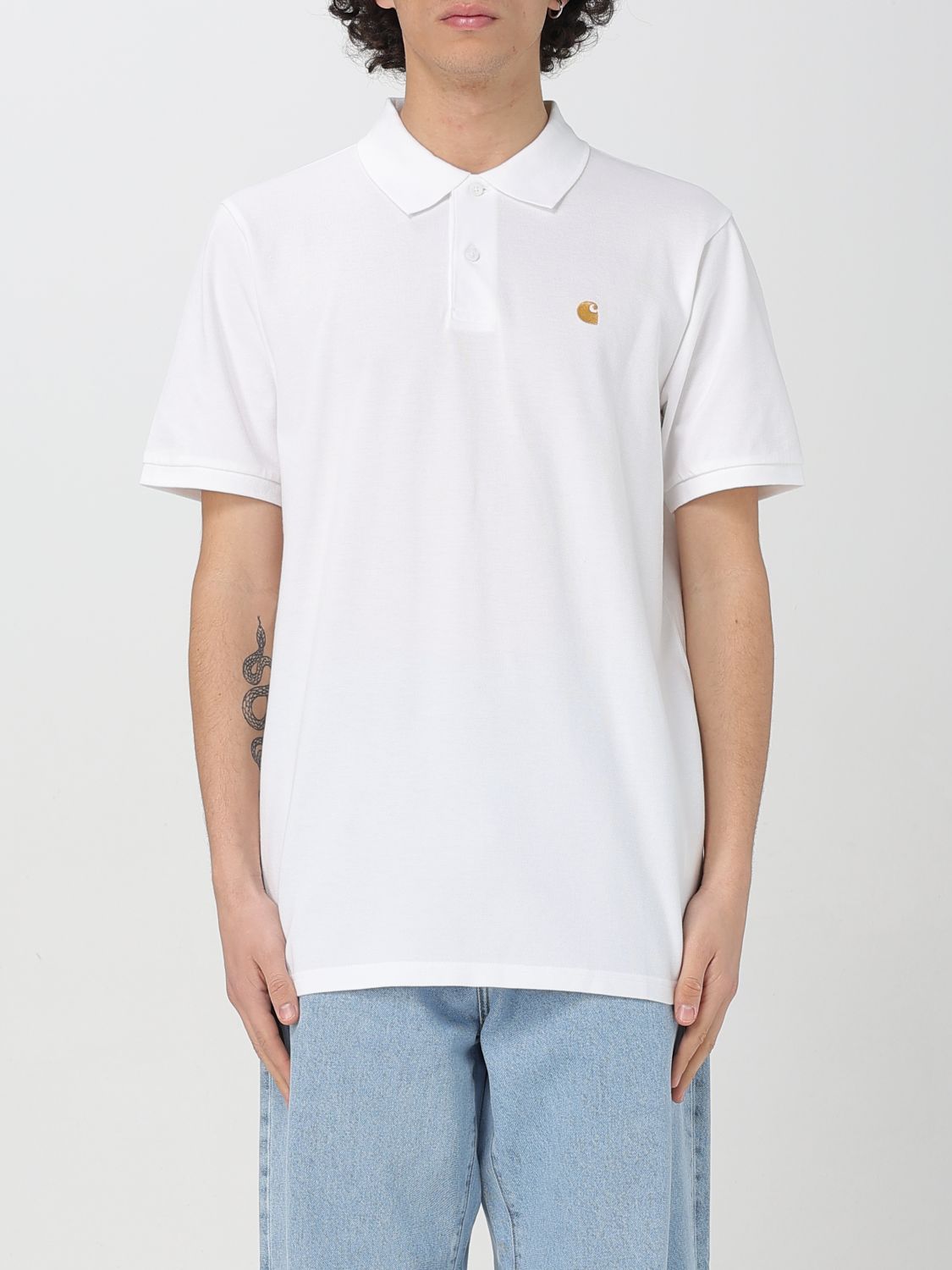 Carhartt Chase Cotton Piqué Polo Shirt In Weiss