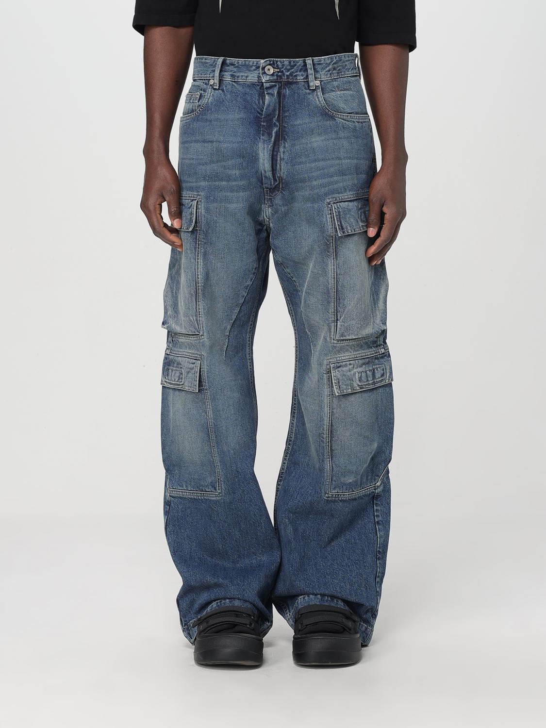 Rick Owens Drkshdw Blue Denim Jeans With Cargo Pockets And Vintage Wash In Blau