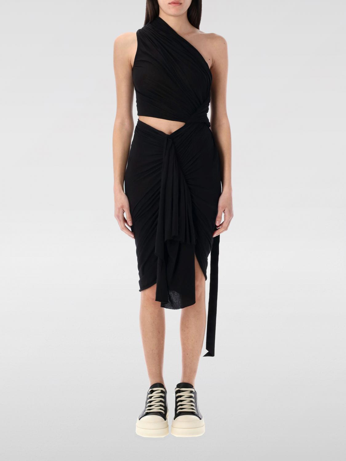 Rick Owens Drkshdw Drkshdw By Rick Owens Asymmetric Black Dress With Cut-out Details In Schwarz