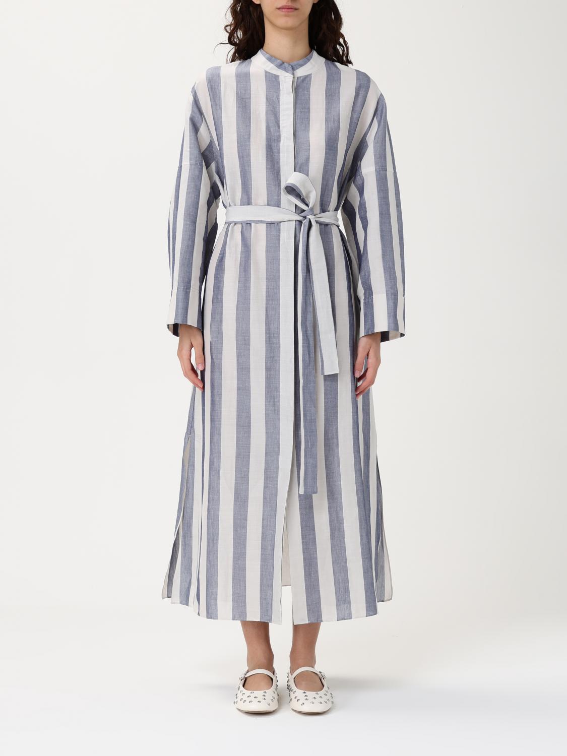 's Max Mara Rima Striped Ramie And Cotton Midi Dress In White