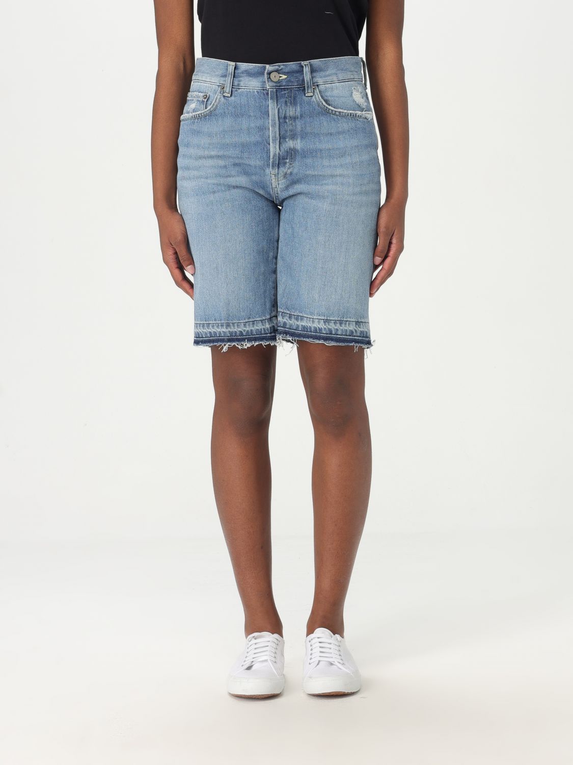 Dondup Denim Shorts With Belt Loops In Denim