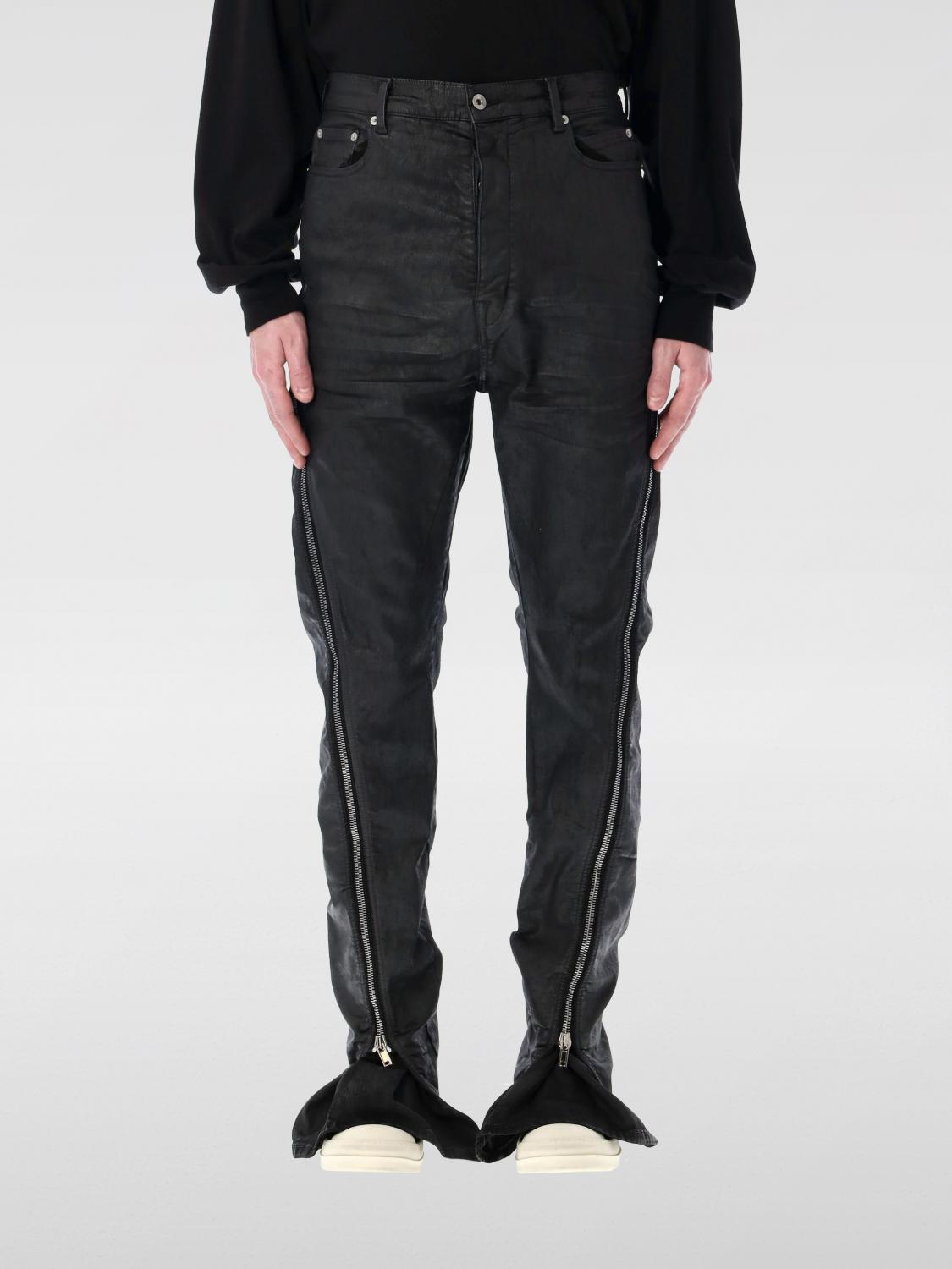 Rick Owens Drkshdw Mens Black Wax Zipped Straight-leg Stretch Coated-denim Jeans In Schwarz