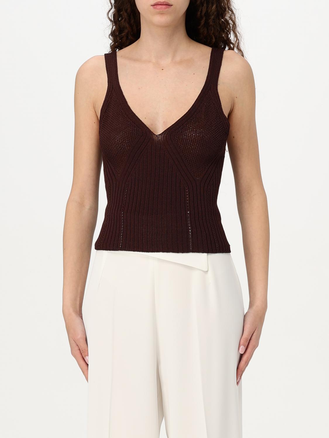 Twinset Brown Knit Top In Brown