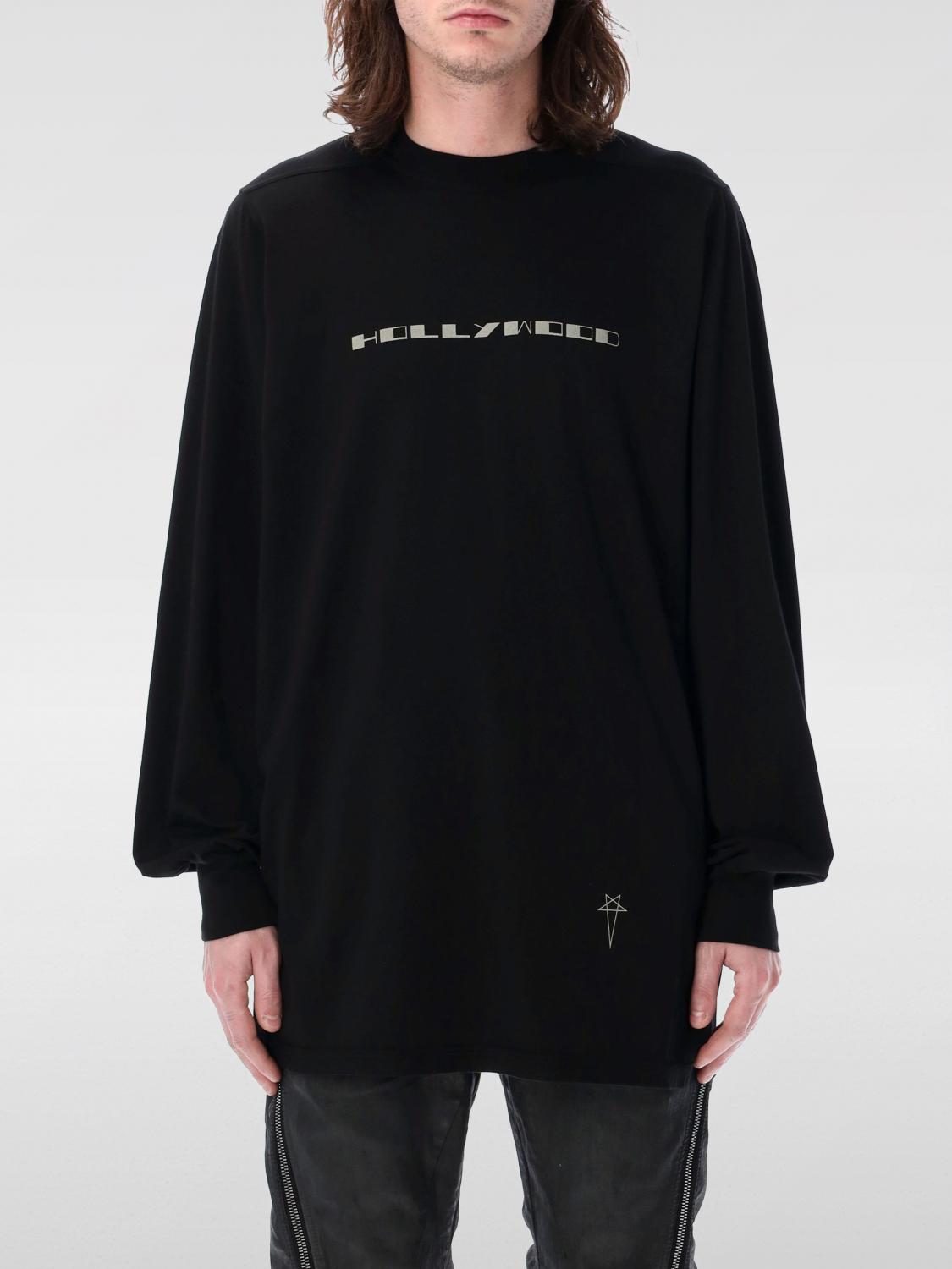Rick Owens Drkshdw Oversized Long-sleeve Tee With Black Pearl Print In Schwarz
