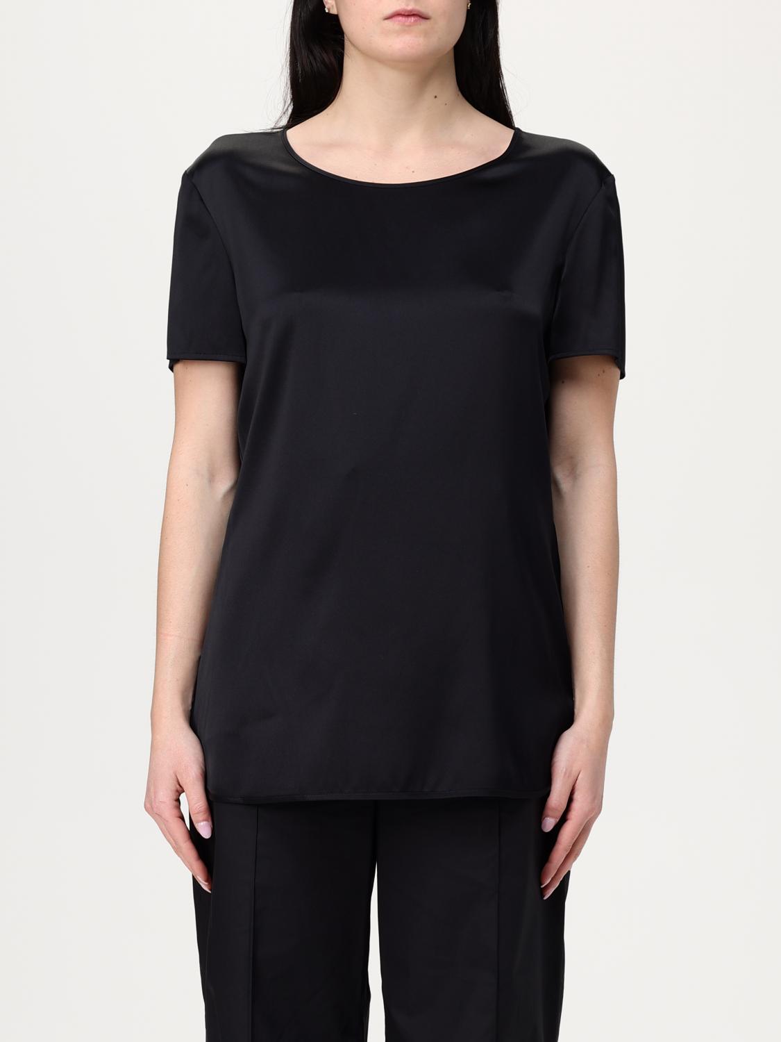 Max Mara Round Neck Short Sleeve T-shirt In Black