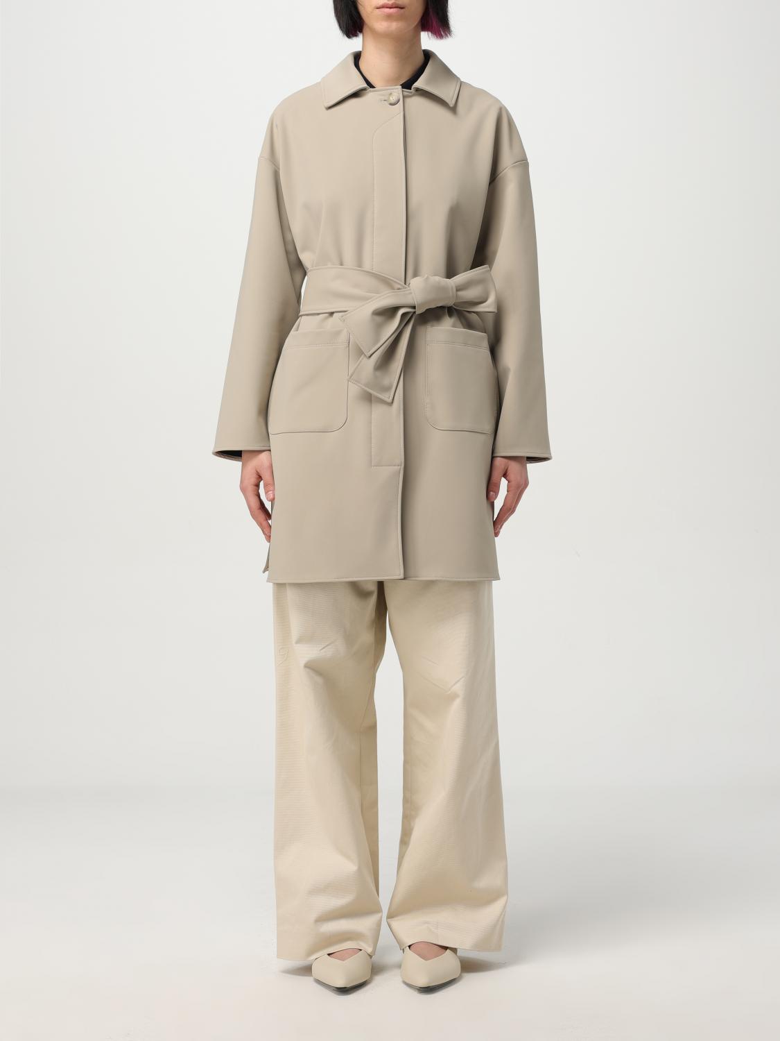 Max Mara Lapel Long Sleeve Coat In Beige