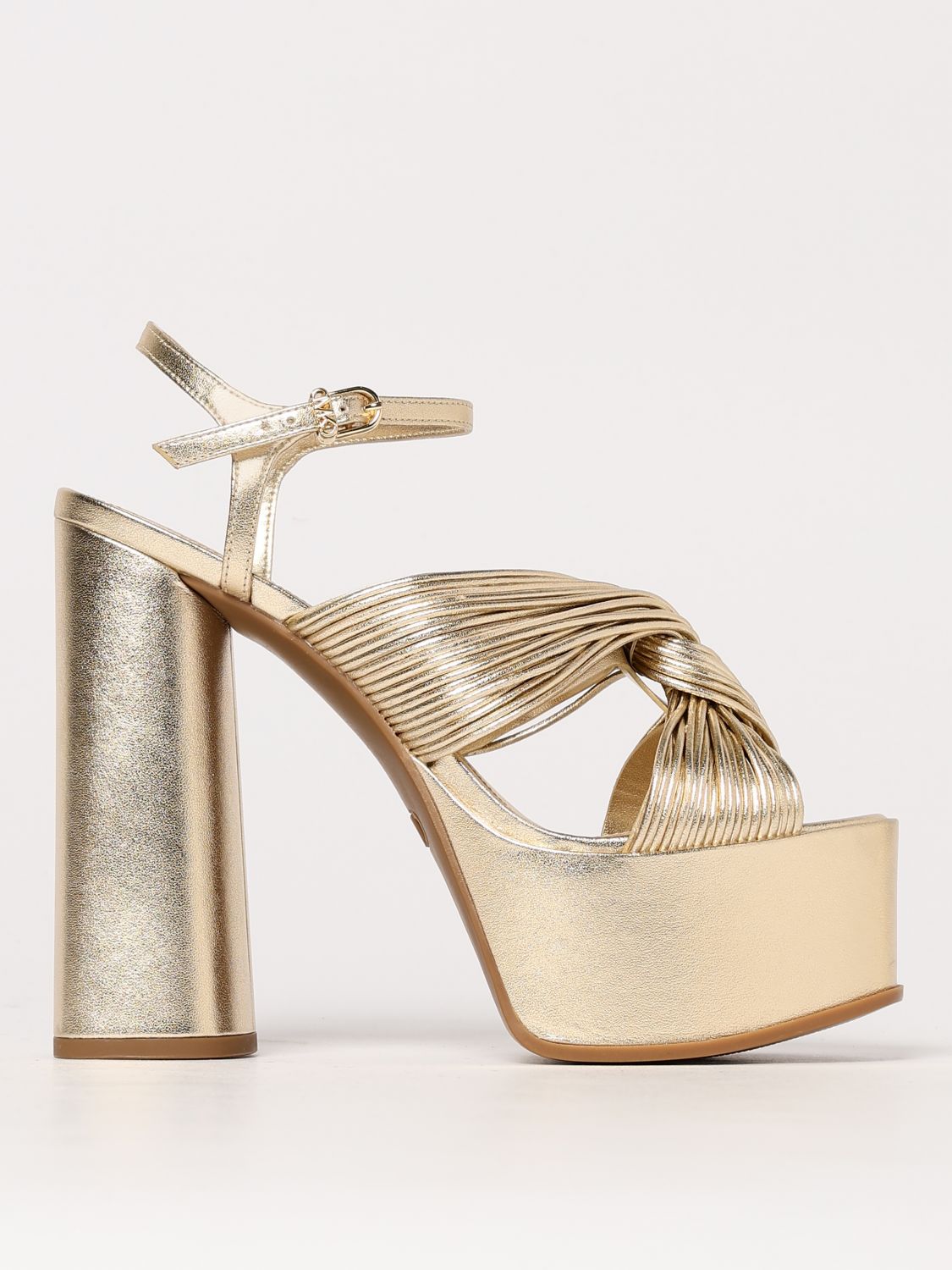 Michael Kors 140mm Alessia Pleated-knot Platform Sandals In Gold