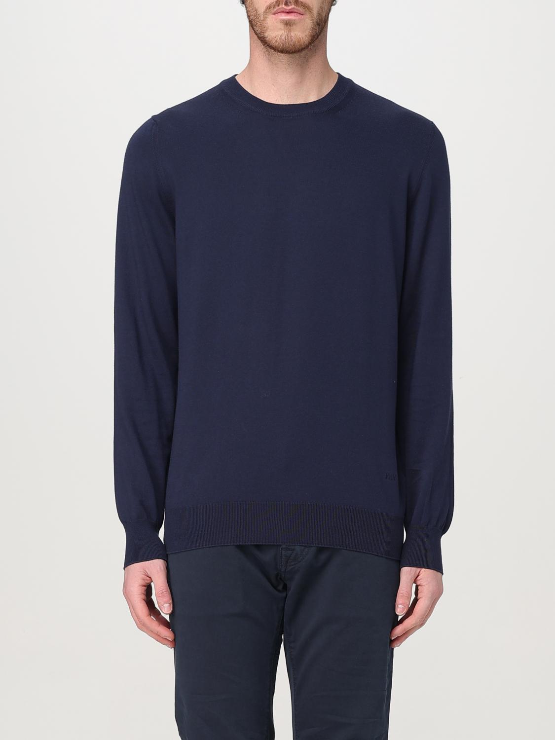 Fay Pullover Sweater In Cotton In Blue