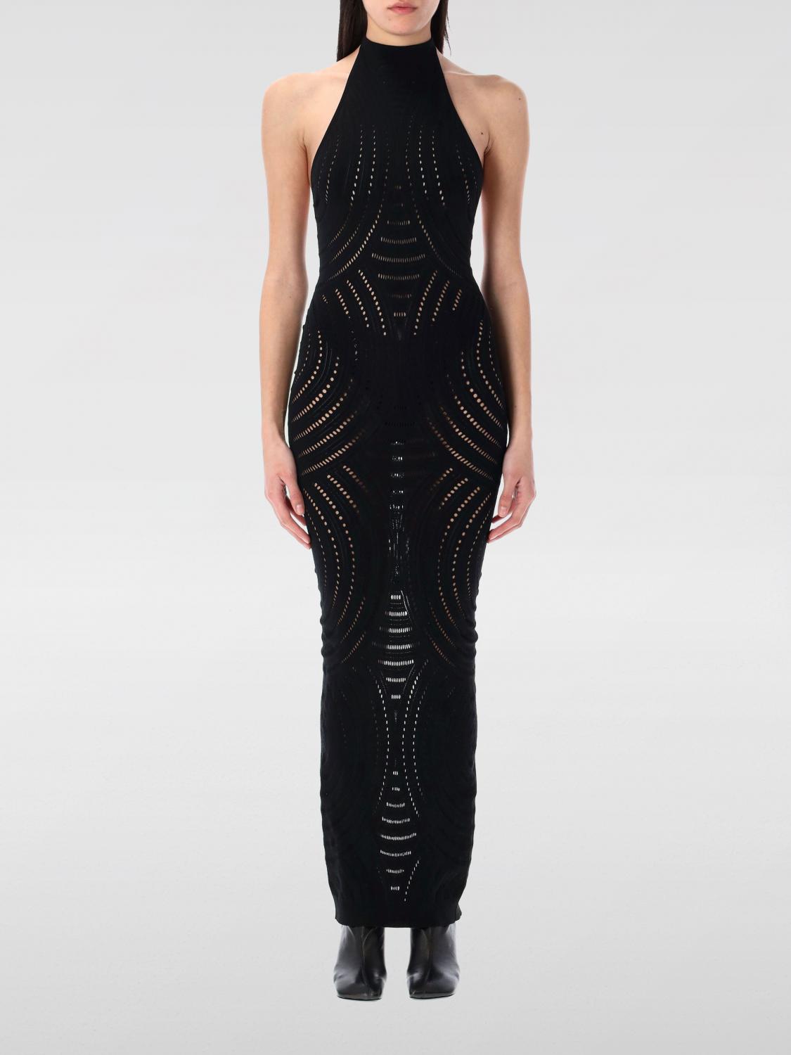Misbhv Mesh Halter Neck Backless Maxi Dress In Schwarz