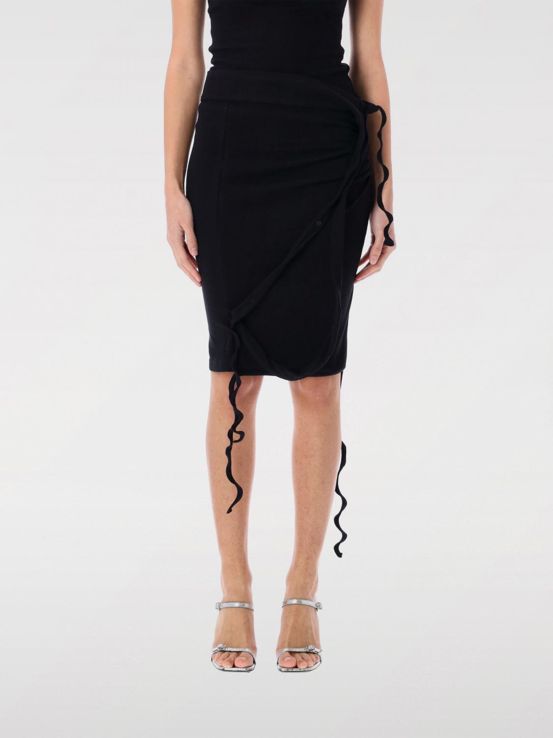 Ottolinger Ribbed Mini Skirt With Asymmetric Hem And Deconstructed Details In Schwarz