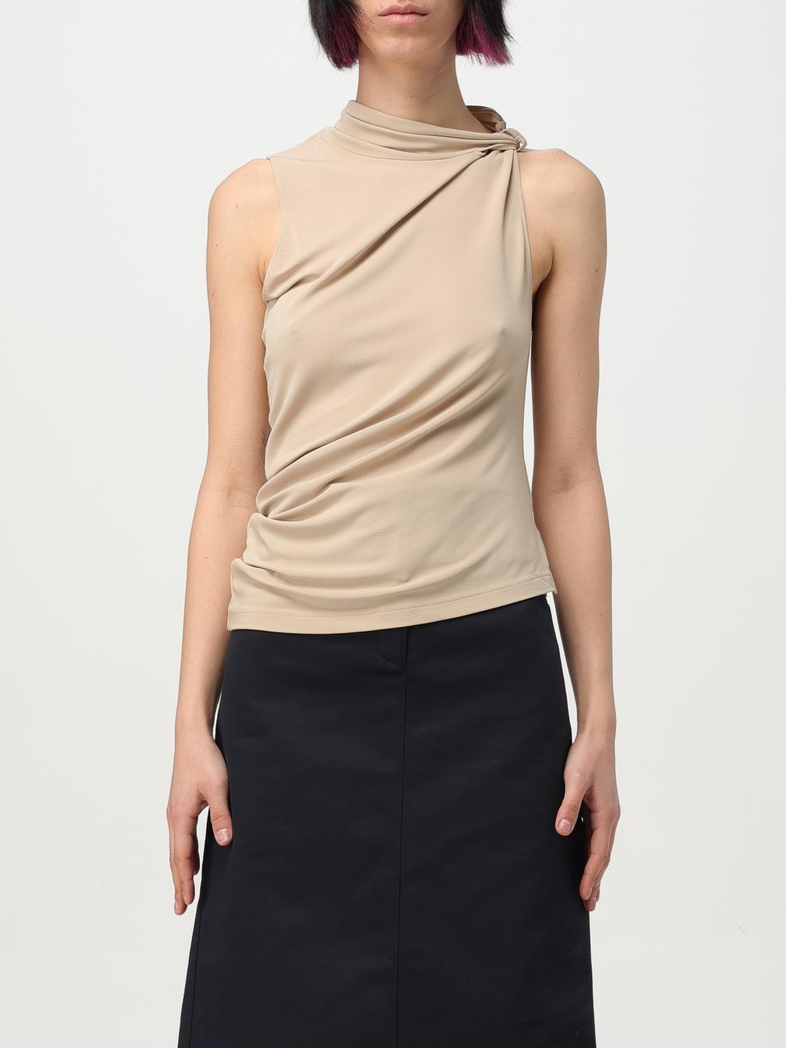 Courrèges Beige Draped Jersey Tank Top In Sand
