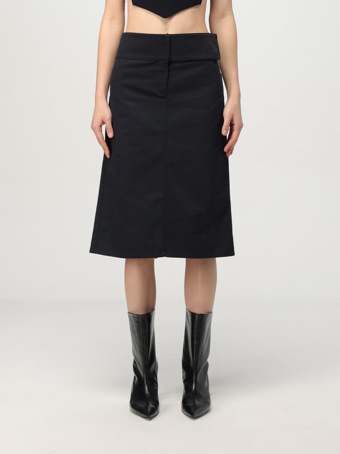 Courrèges Belted Skirt Polycotton Clothing In Navy