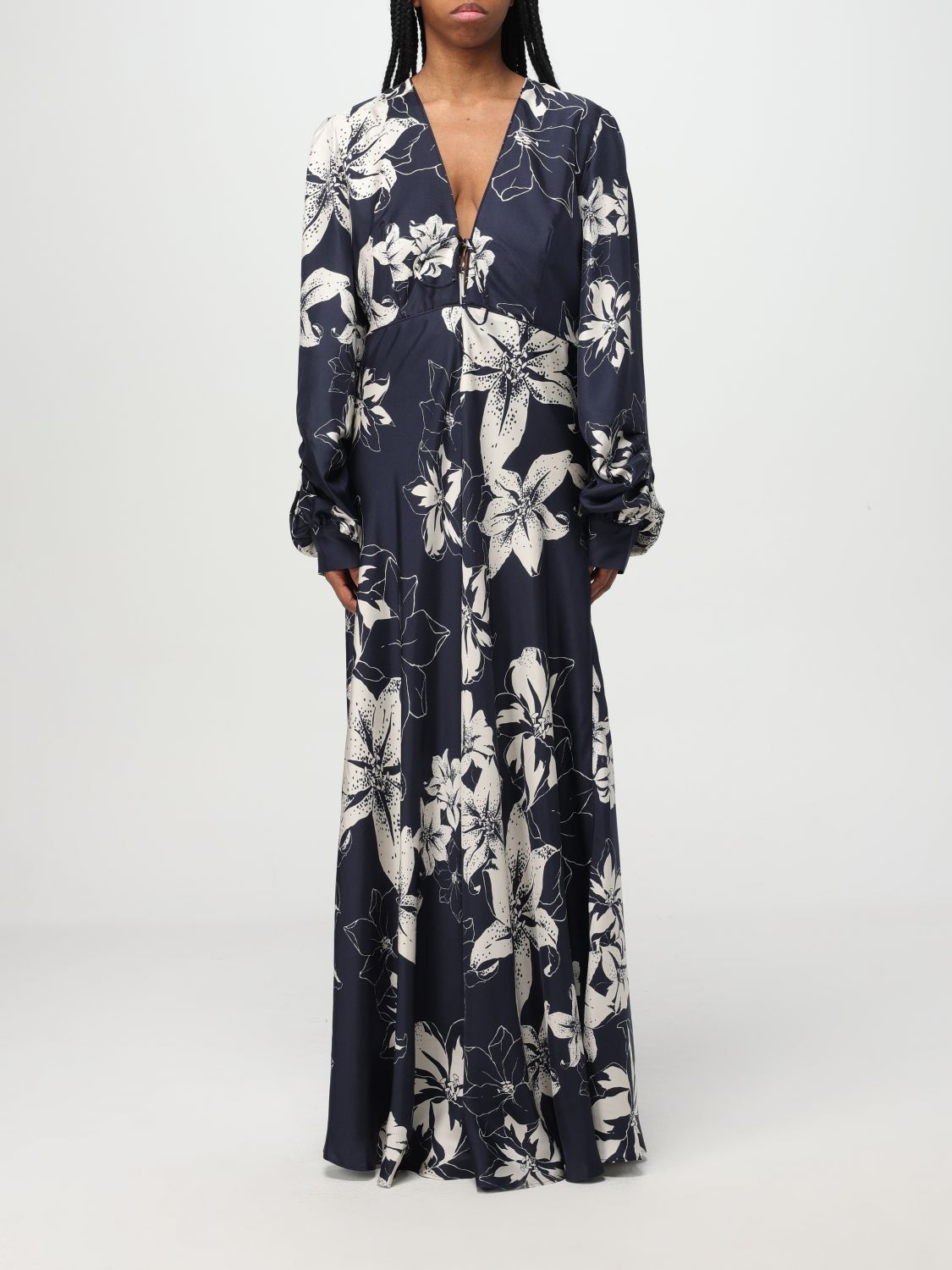 Raquel Diniz Floral-print Maxi Dress In Blue