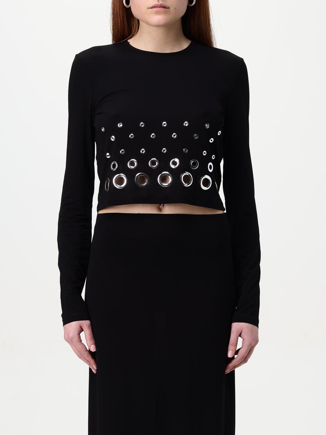 Rabanne Embellished Solid Jersey Second Skin Top In Black