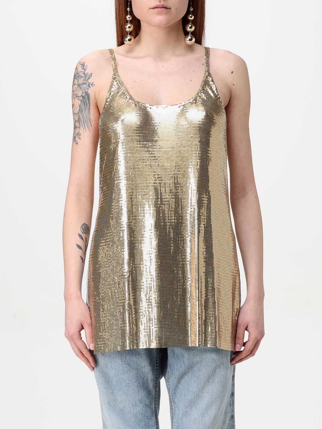 Rabanne Aluminum Mesh Top With Side Slit In Gold