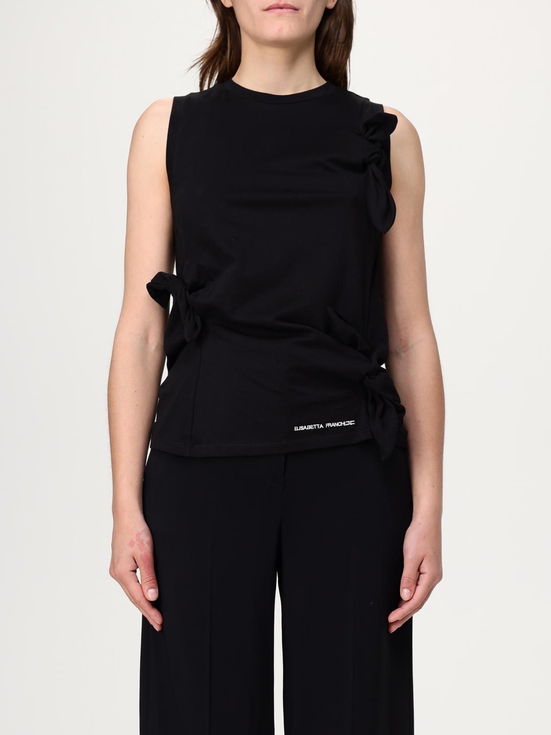 Elisabetta Franchi Sleeveless Top With Bows And Draping In ブラック