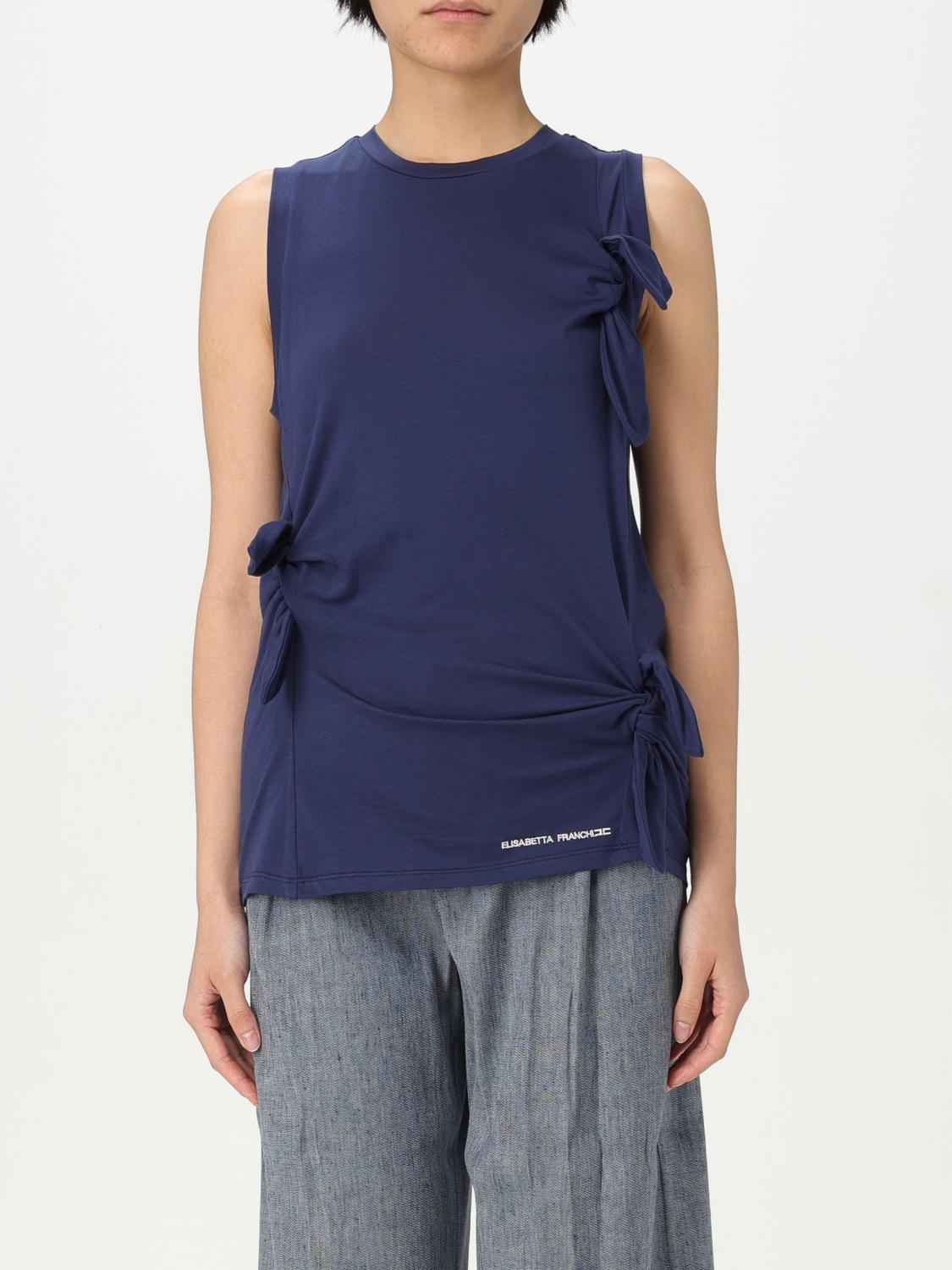 Elisabetta Franchi Jersey Tank Top With Bows In Blue