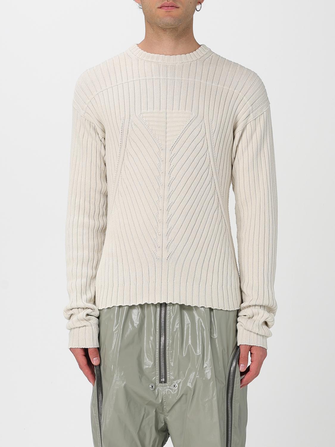 Rick Owens Textured Knit Sweater With Extra-long Sleeves And Straight Hem In Neutral