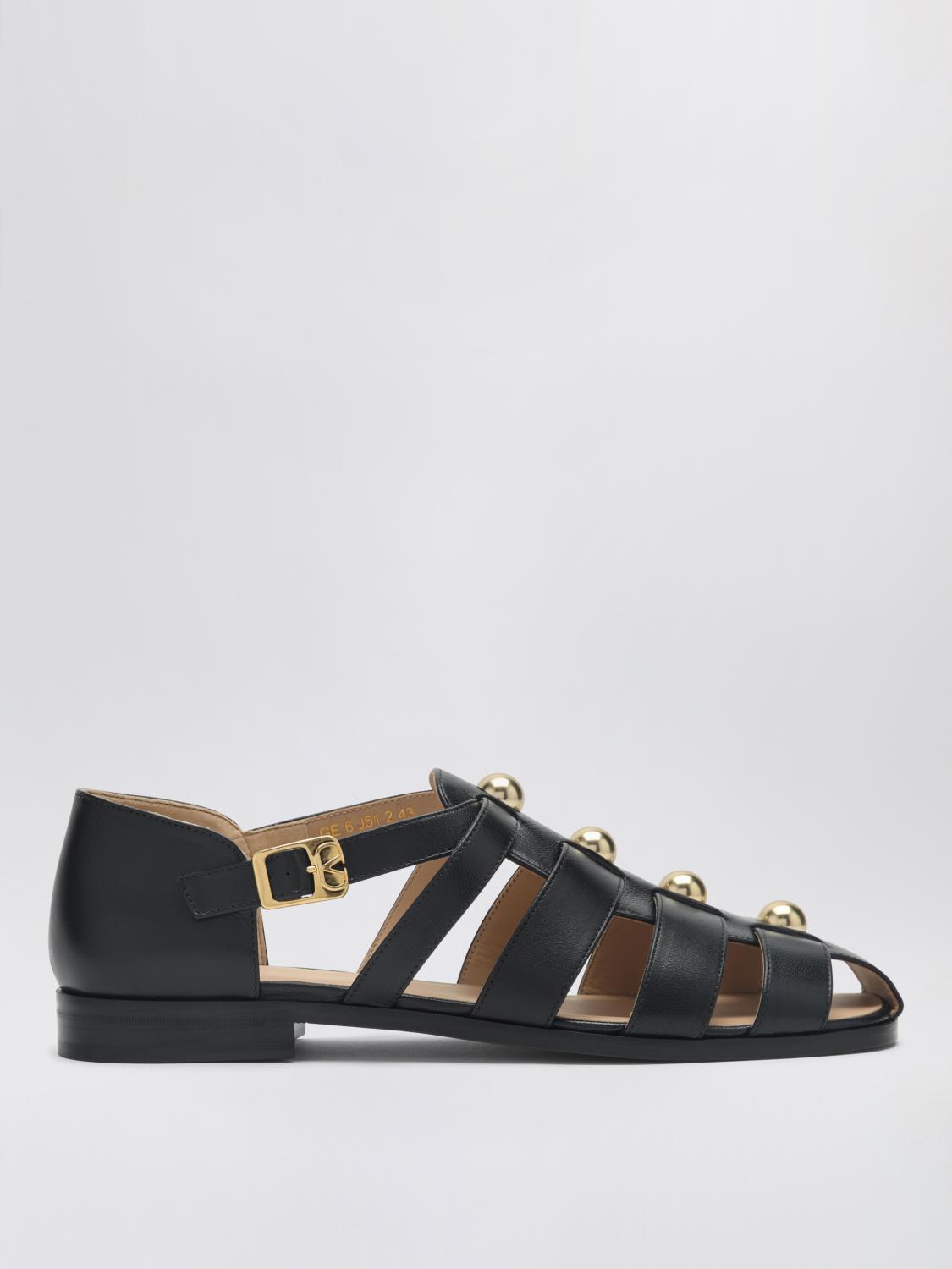 Valentino Studshield Fisherman Sandals In Calf Leather In Black