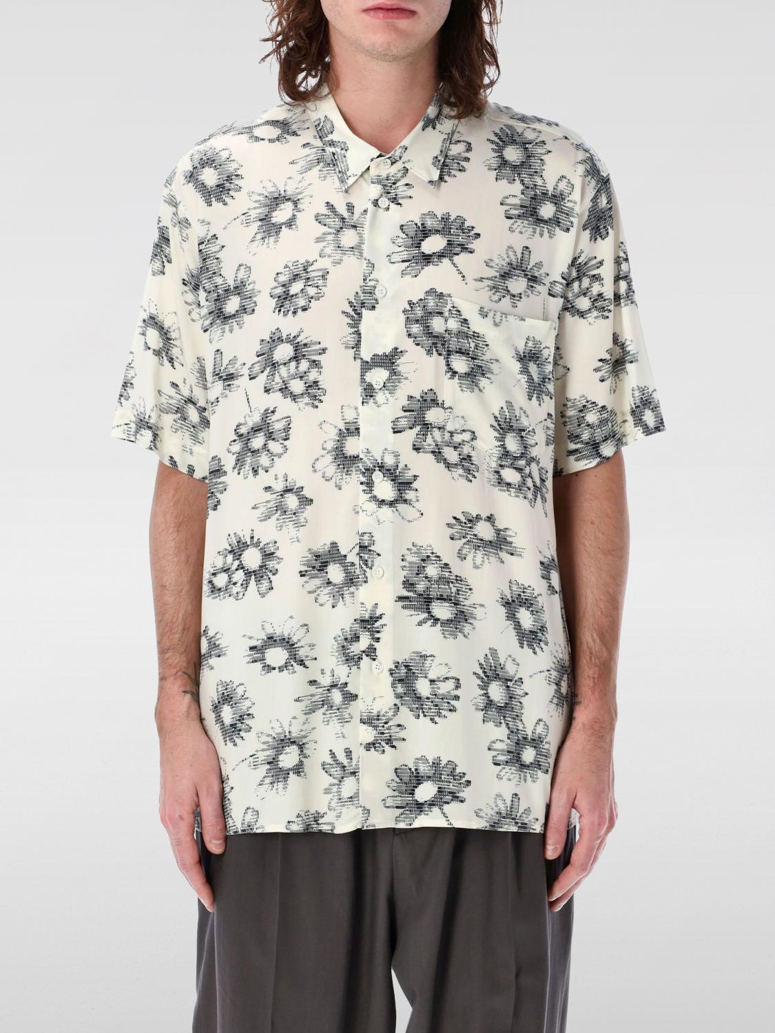 Magliano Matrix Print Viscose Bowling Shirt In Weiss