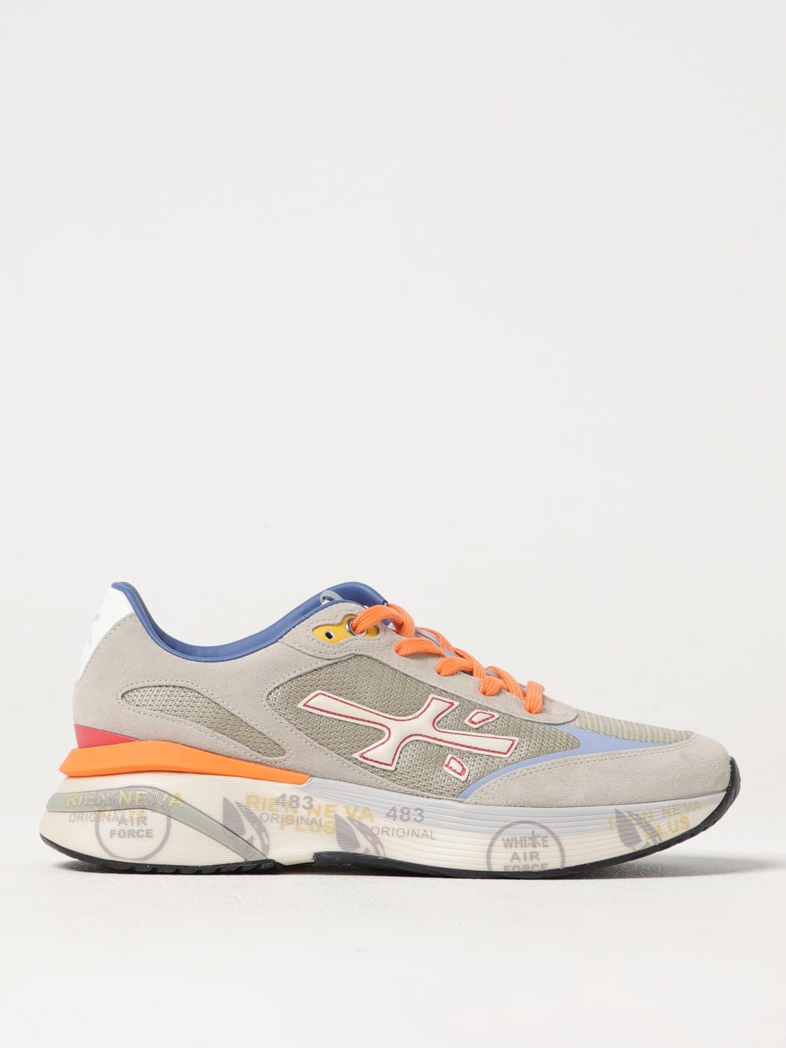 Premiata Moerun Sneakers In Taupe Suede And Fabric In Sand