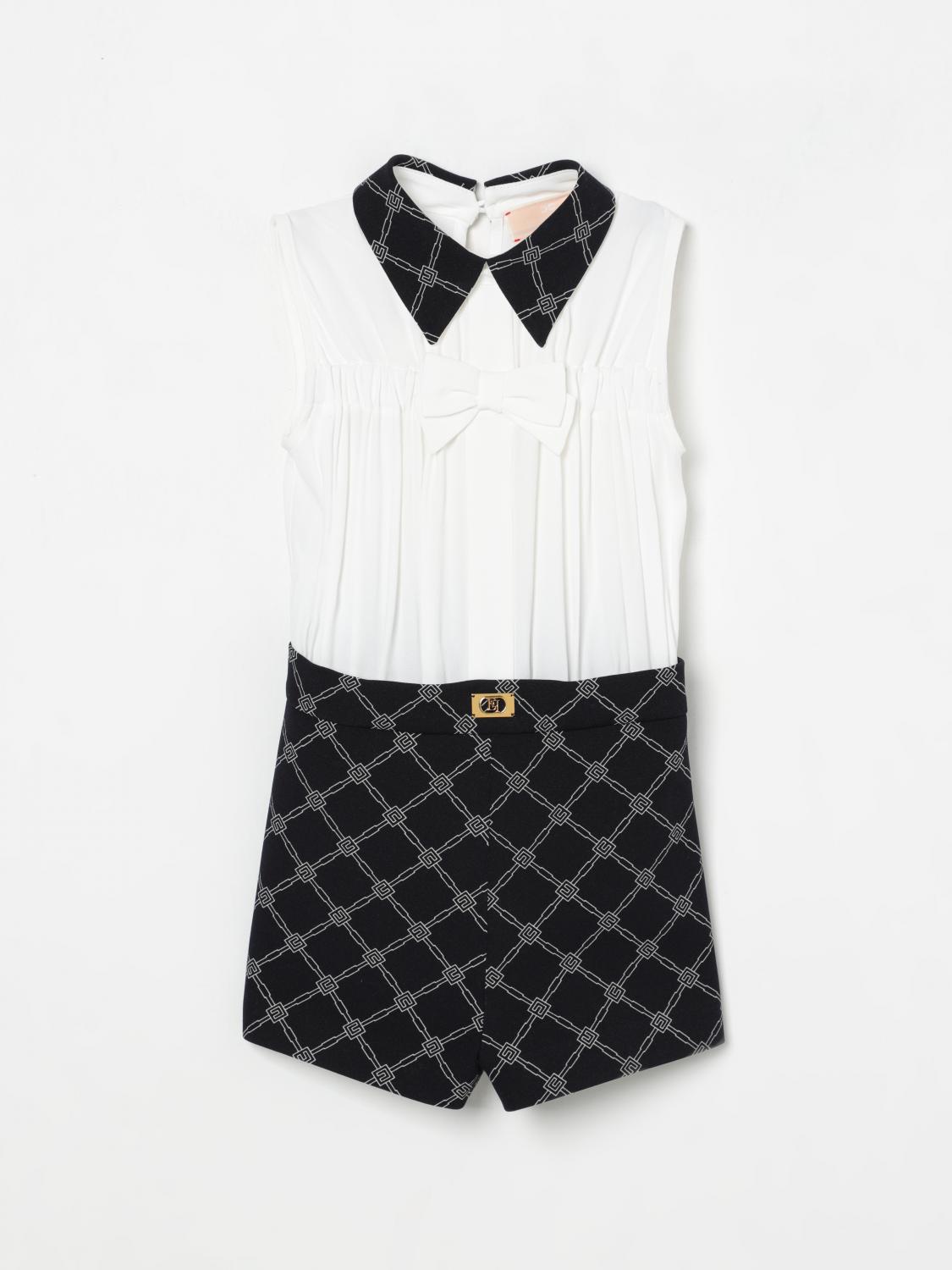 Elisabetta Franchi La Mia Bambina Logo-jacquard Playsuit In White