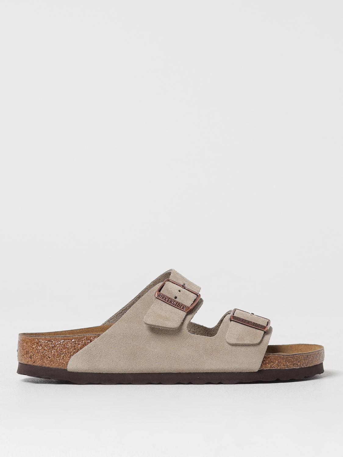 Birkenstock Suede Sandal With Double Buckle Closure In Natural