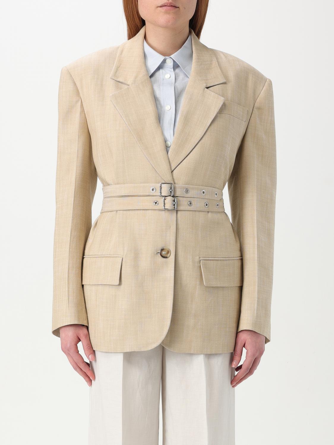 Pinko Emozioni Single-breasted Two-button Jacket In Beige