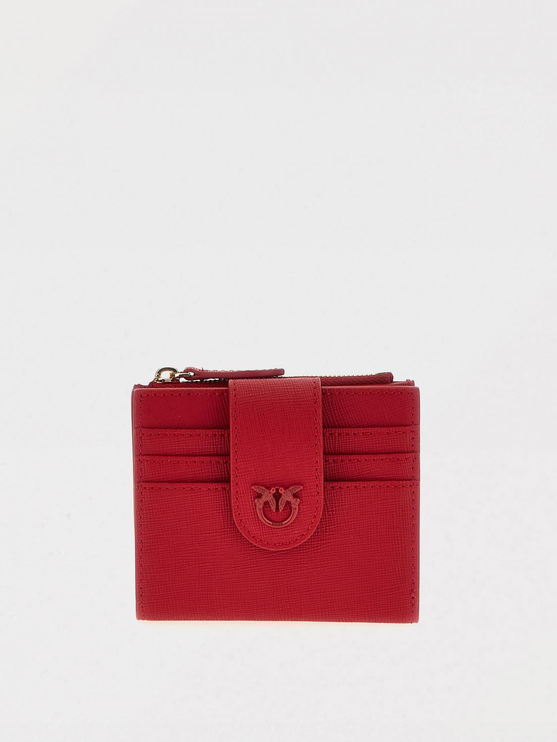 Pinko Compact Textured Wallet For Multiple Uses In Red