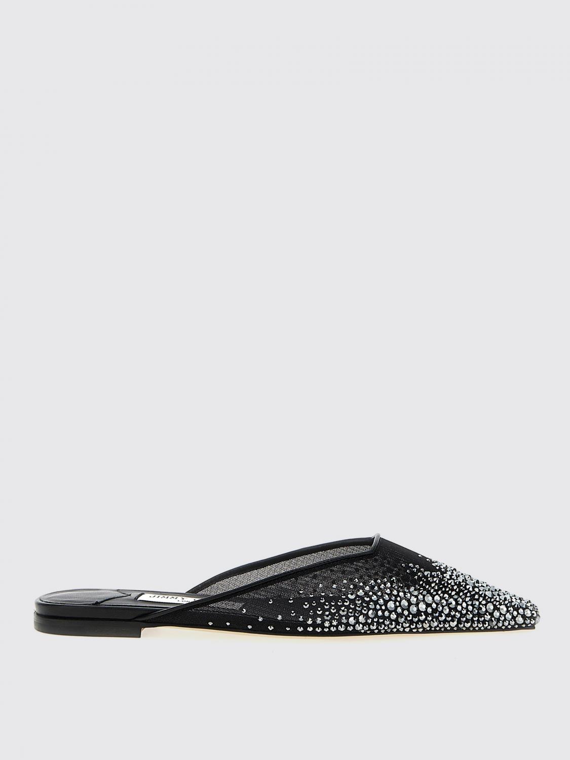 Jimmy Choo Embellished Mesh Pointed Toe Mules In Schwarz