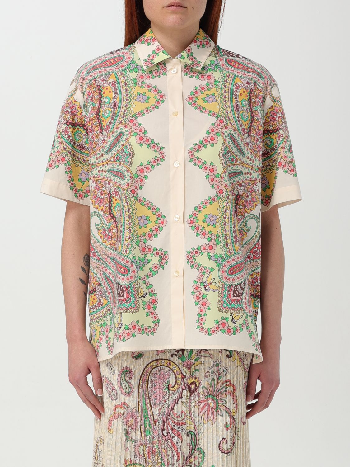 Etro Paisley Pattern Shirt With Floral Accents In White