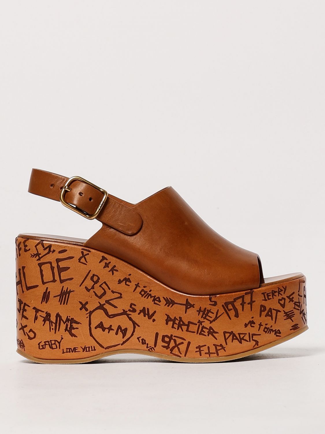 Chloé Womens Chloe Maxime Platform-sole Leather Wedges In Brown