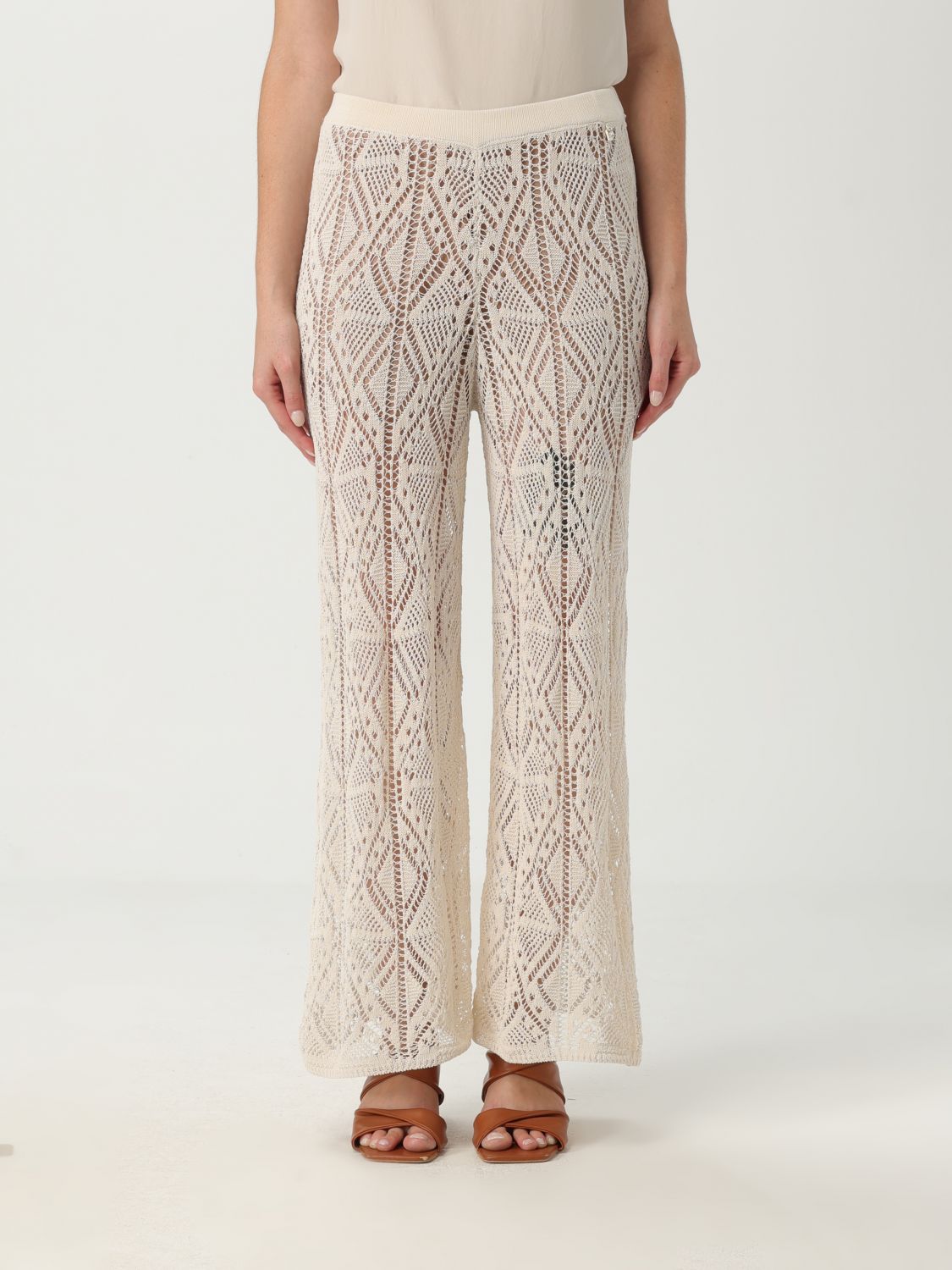 Liu •jo Liu Jo Cotton Semi-perforated Ttrousers In White