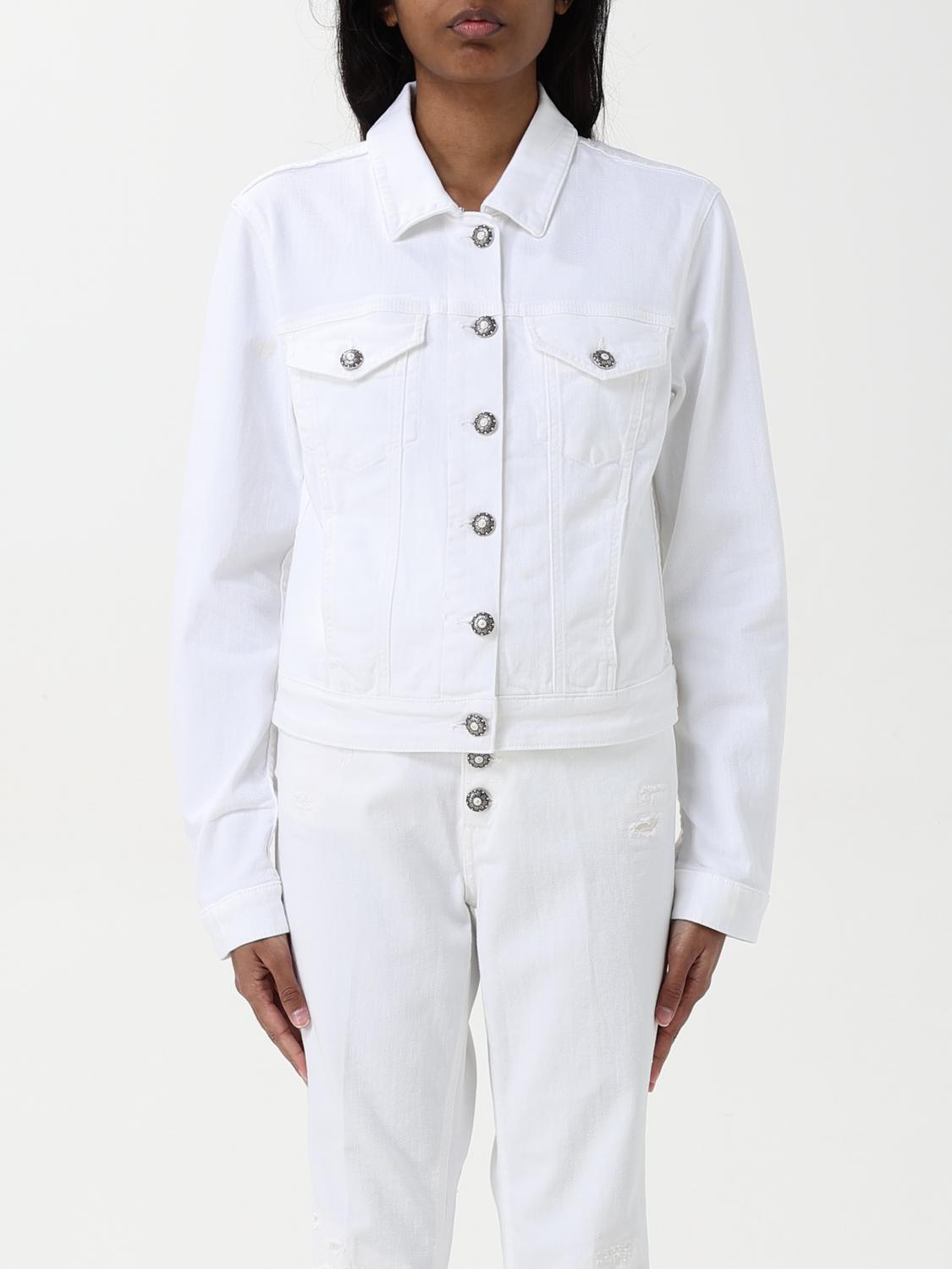 Dondup White Denim Cropped Jacket In White