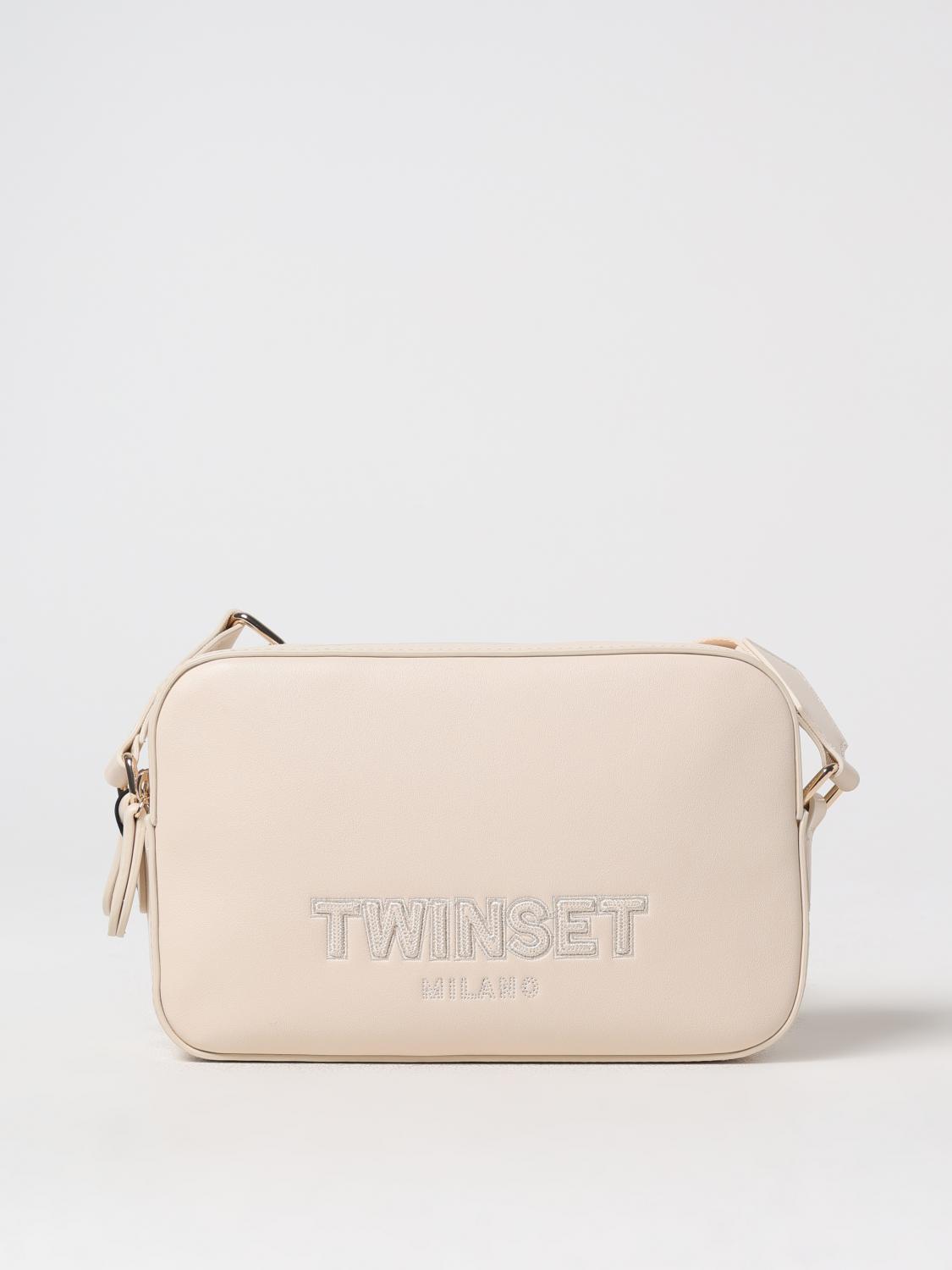 Twinset Logo-detail Double-zip Cross Body Bag In White