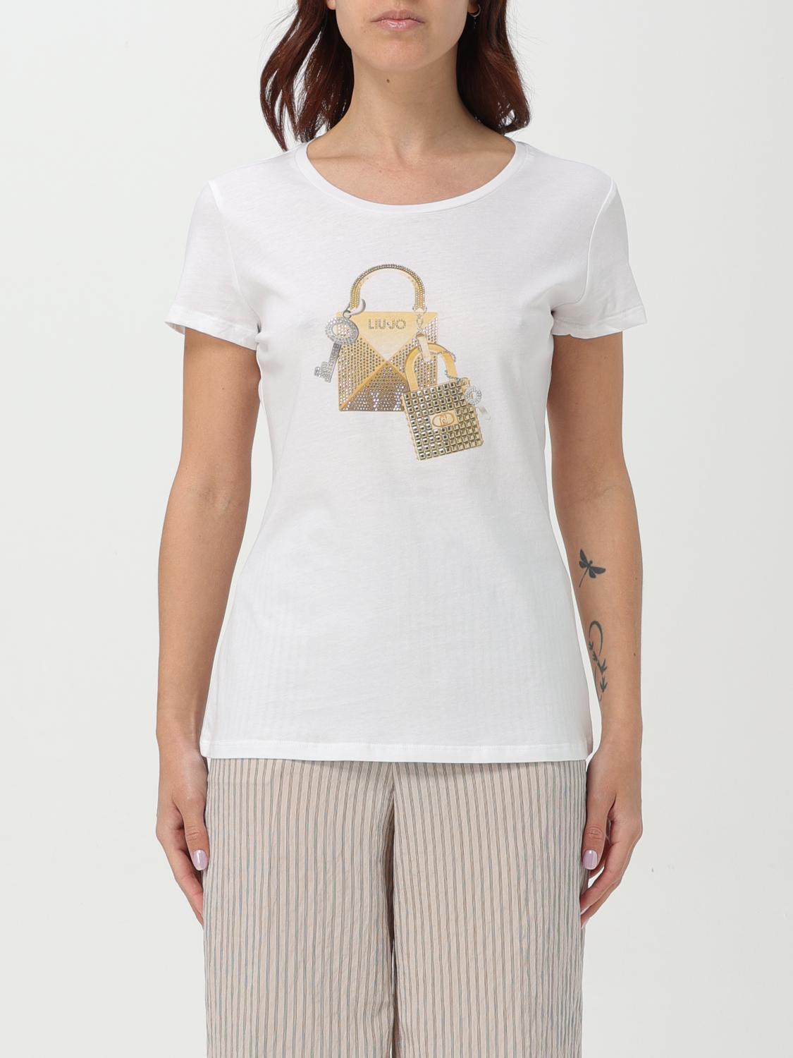 Liu •jo Cotton T-shirt In White With Print In Weiss