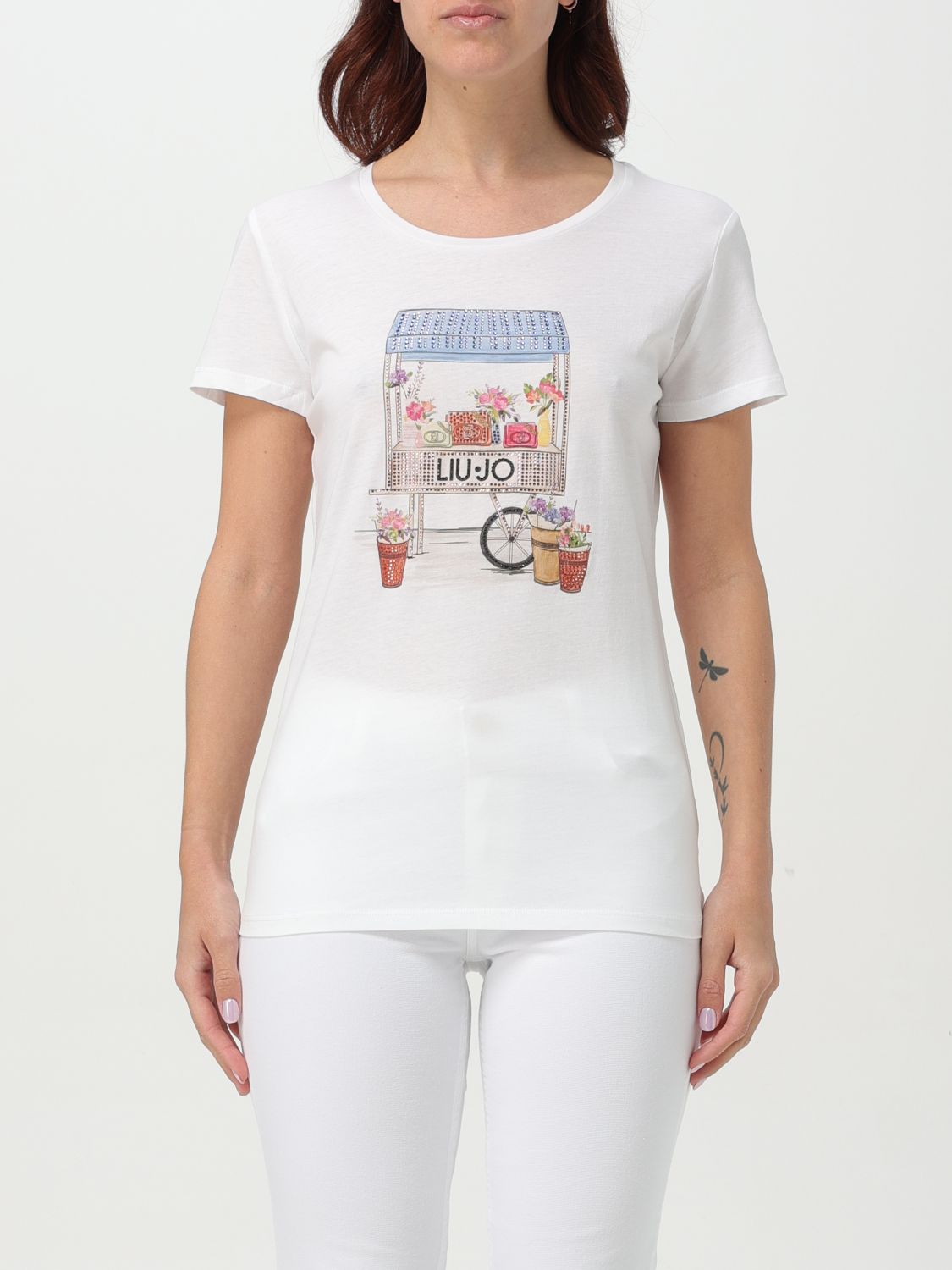 Liu •jo Liu Jo Embellished Graphic Printed T In Weiss 1