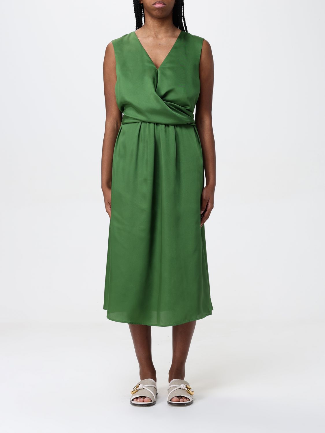 Liu •jo Satin Midi Dress In Grün