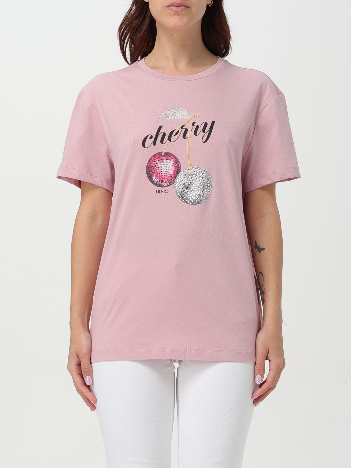 Liu •jo Liu Jo Embellished Graphic Printed T In Pink