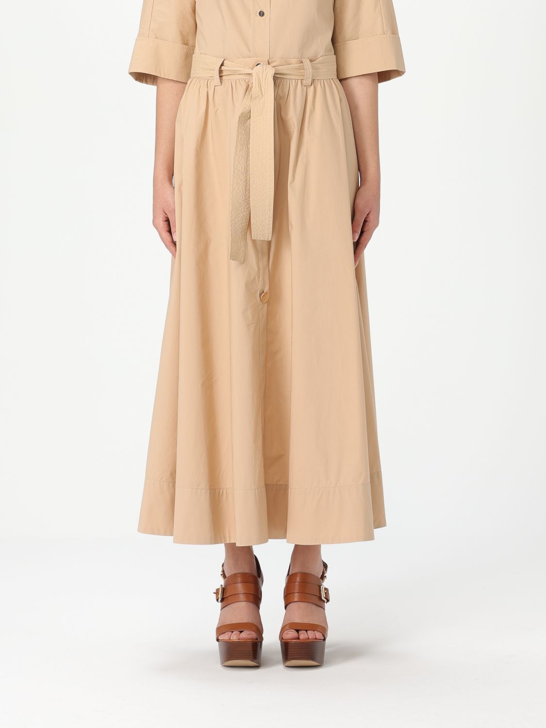Liu •jo Light Beige Midi Skirt In Beige