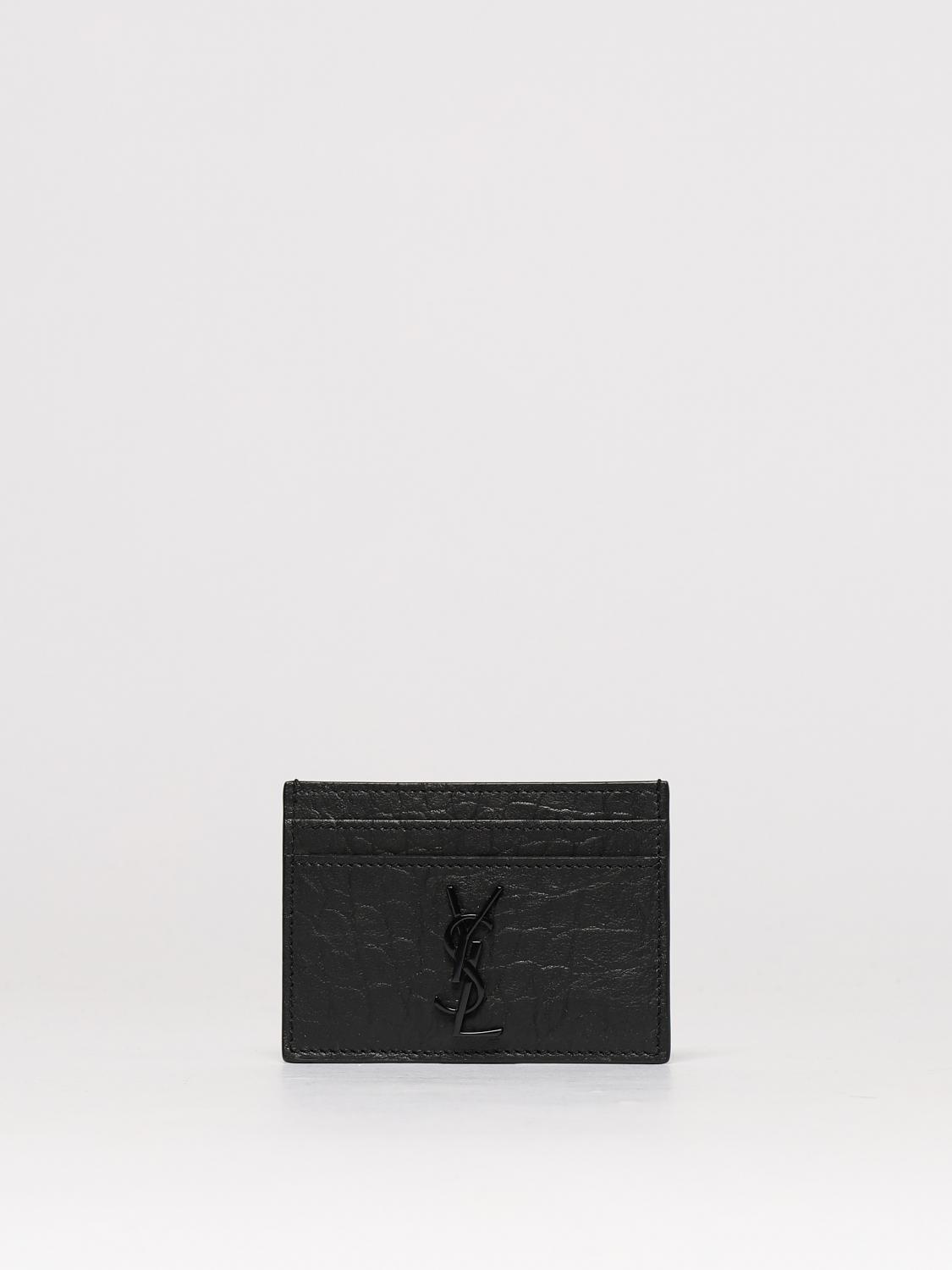 Saint Laurent Grained Leather Wallet With Multiple Card Slots In Black