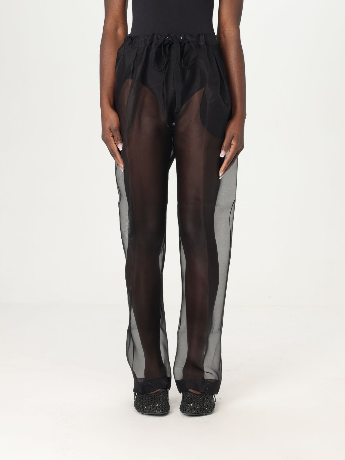 Shop Khaite Pants Woman Color Black
