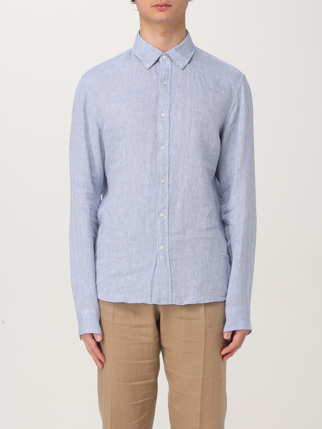 Michael Kors Linen Chambray Button-down Collar Shirt In Navy