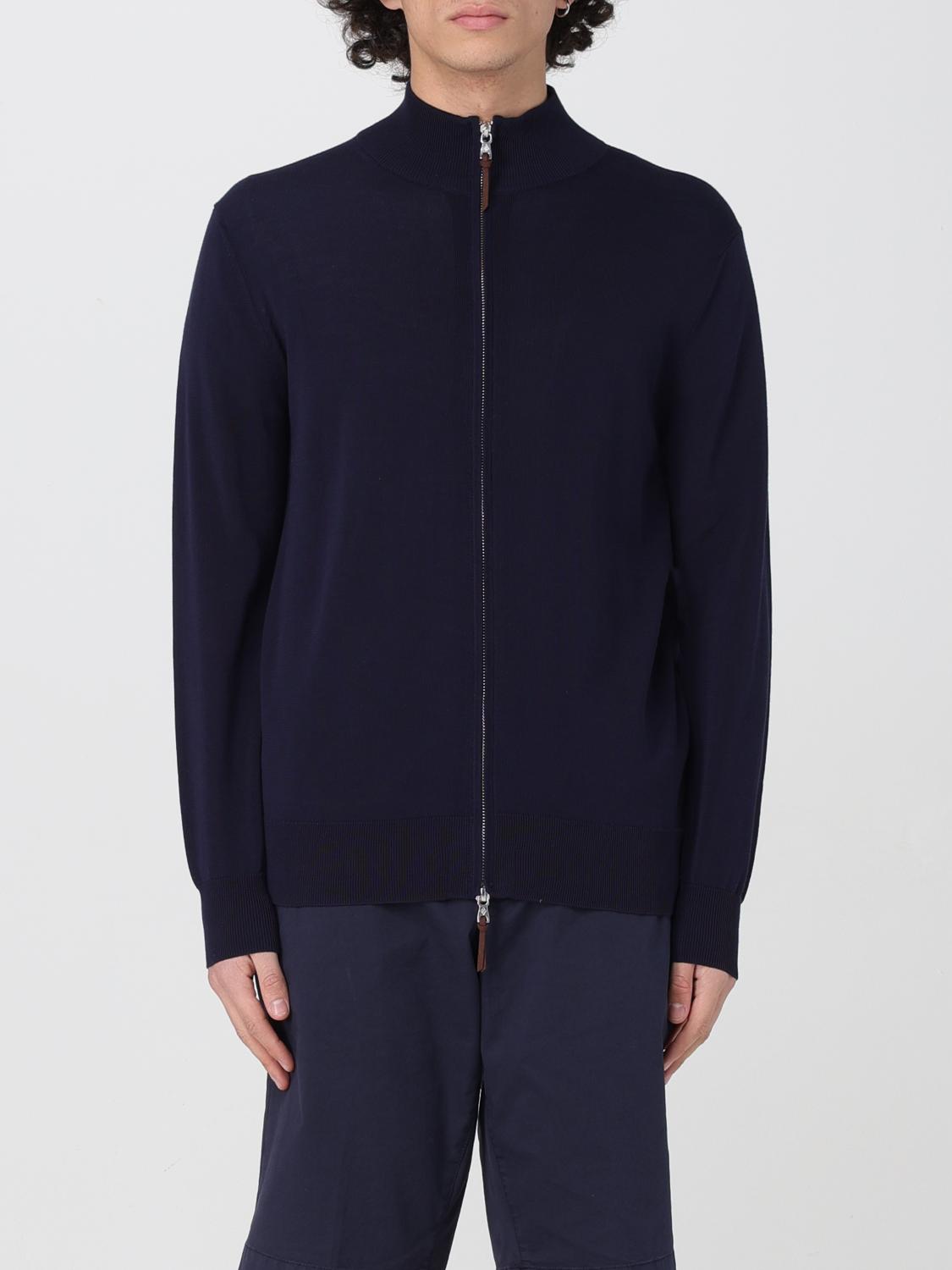 Ballantyne Black Zipped Cardigan With High Collar In Navy
